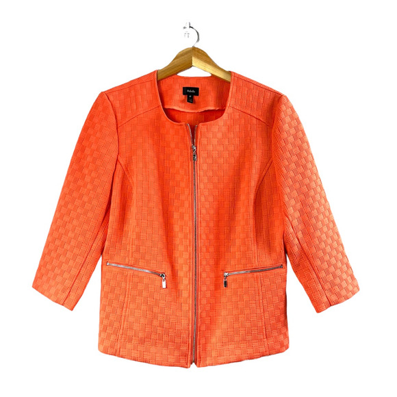 Orange Long Sleeve Rafaella Zip Front Shirt 12 - Picture 1 of 6